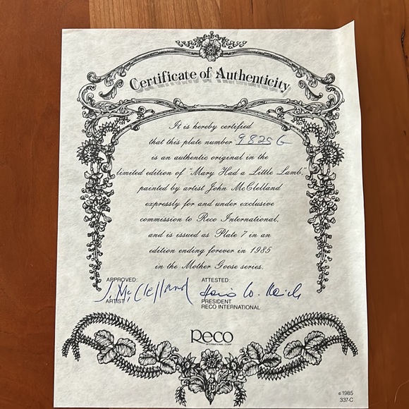 1985 Mary Had A Little Lamb Plate - Picture 3 of 3